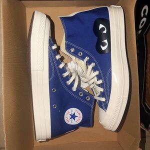 Converse Blue High-Top Sneakers with Black Heart Graphic
